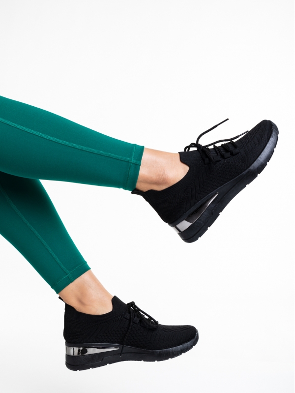 Дамски спортни обувки  черни  от текстилен материал  Davinia, 4 - Kalapod.bg