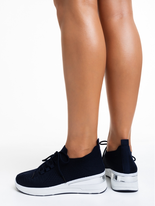 Дамски спортни обувки  тъмно сини  от текстилен материал  Davinia, 3 - Kalapod.bg