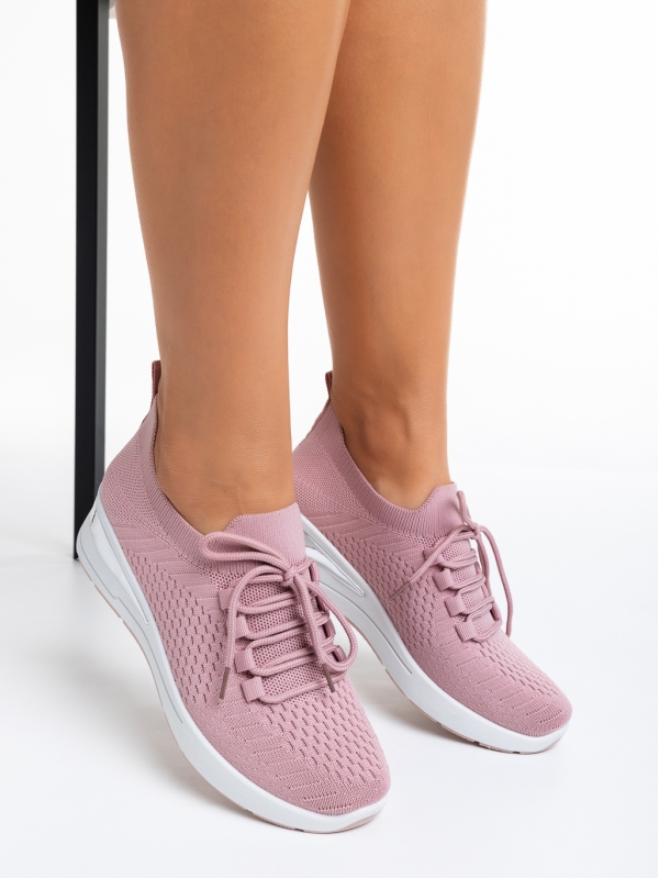 Дамски спортни обувки  розови  от текстилен материал  Davinia, 5 - Kalapod.bg