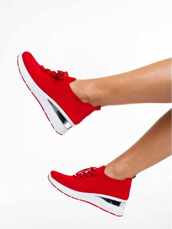 Дамски спортни обувки  червени  от текстилен материал  Davinia, 6 - Kalapod.bg
