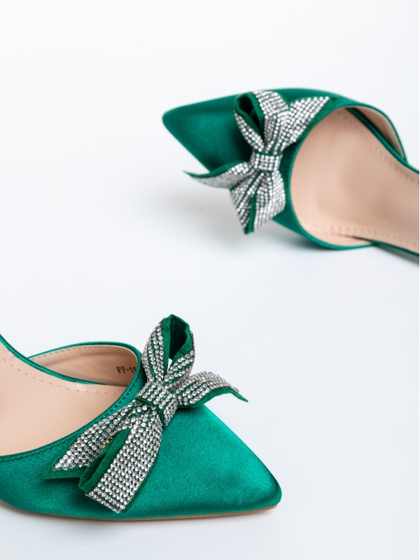 Дамски обувки  зелени  с ток  от текстилен материал  Rozabela, 6 - Kalapod.bg
