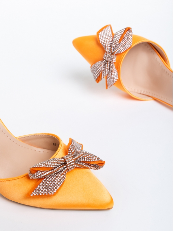 Дамски обувки  оранжеви  с ток  от текстилен материал  Rozabela, 6 - Kalapod.bg
