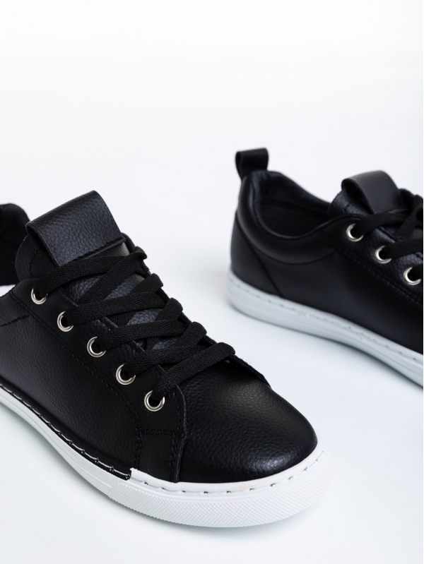 Дамски спортни обувки  черни с бяло  от еко кожа  Nyra, 6 - Kalapod.bg