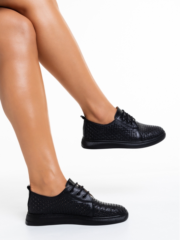 Дамски ежедневни обувки  черни  от естествена кожа  Trini, 4 - Kalapod.bg