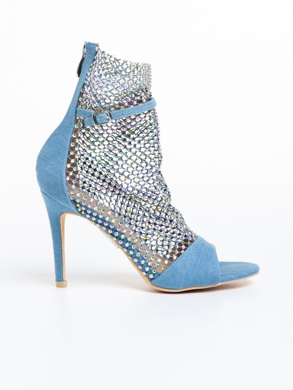 Дамски обувки  сини  с ток  от еко кожа Amayah, 5 - Kalapod.bg