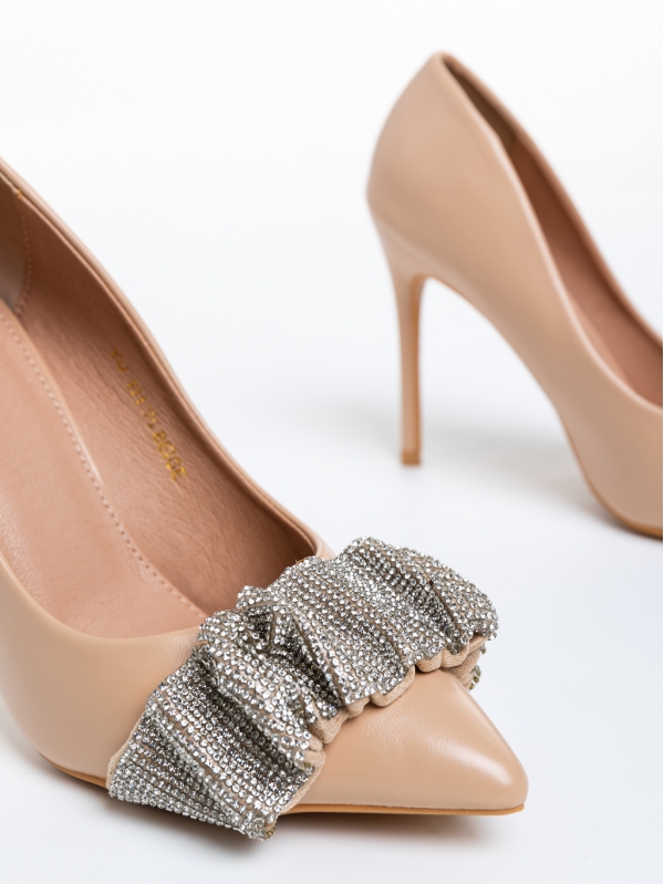 Дамски обувки  бронзови  с ток  от еко кожа  Brooklyn, 6 - Kalapod.bg