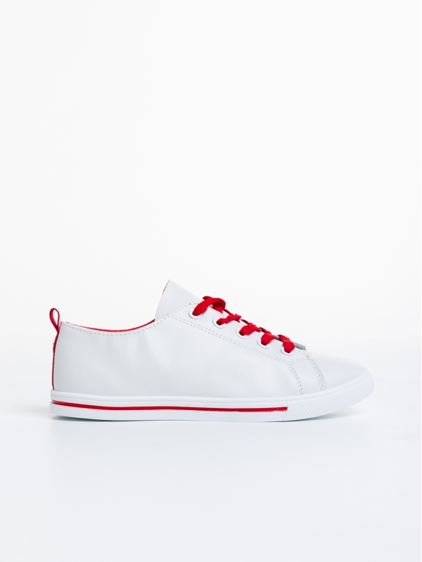 Дамски спортни обувки  бели с червено от еко кожа   Emelina, 5 - Kalapod.bg