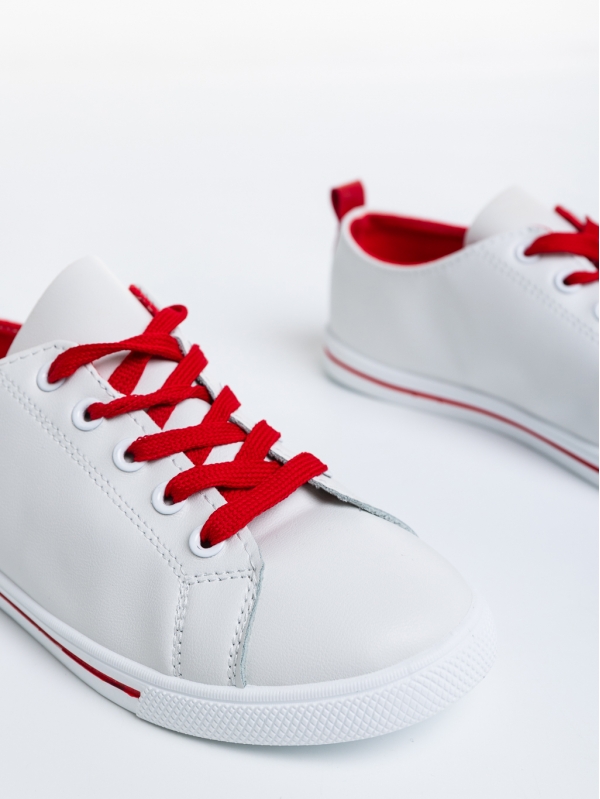 Дамски спортни обувки  бели с червено от еко кожа   Emelina, 6 - Kalapod.bg