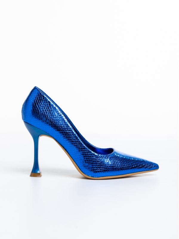 Дамски обувки  сини  с ток  от от лачена еко кожа  Emalyn, 5 - Kalapod.bg