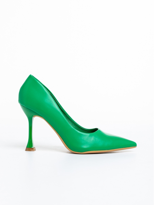 Дамски обувки  зелени  с ток  от еко кожа Darcey, 5 - Kalapod.bg