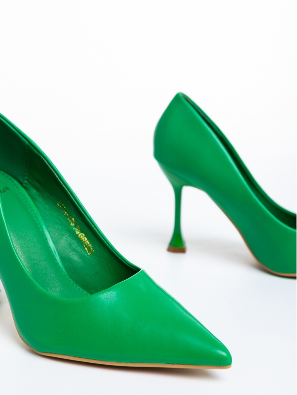 Дамски обувки  зелени  с ток  от еко кожа Darcey, 6 - Kalapod.bg