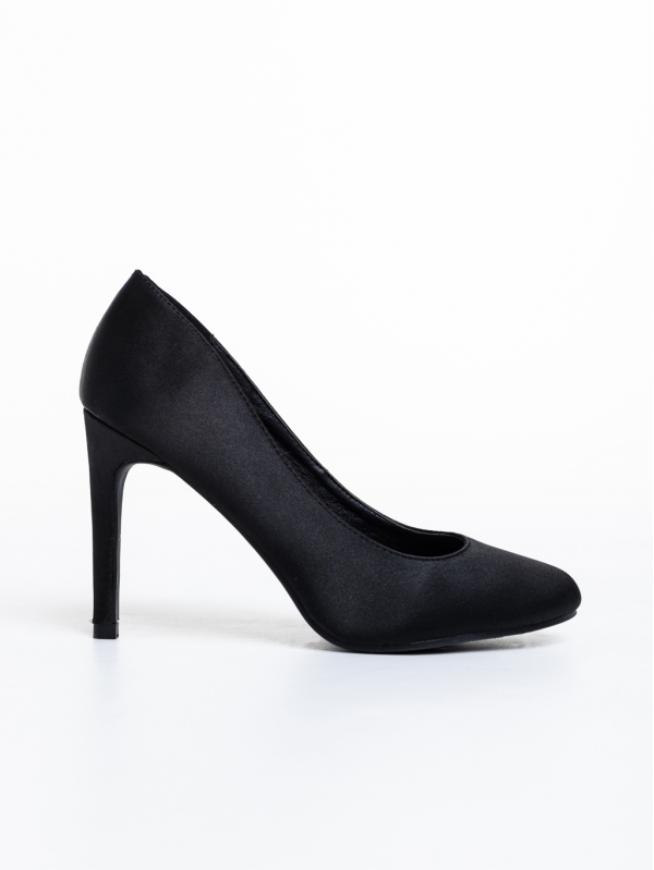 Дамски обувки  черни  с ток  от текстилен материал  Marigold, 5 - Kalapod.bg