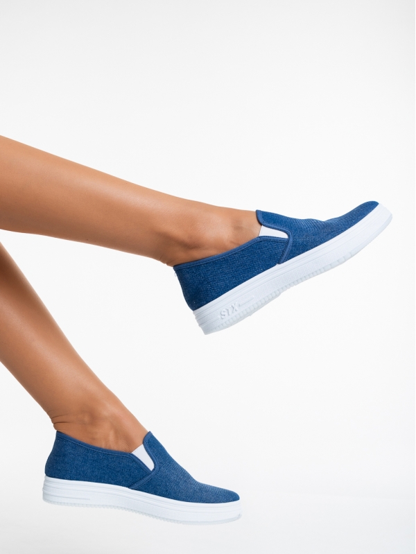 Дамски спортни обувки  светло сини от текстилен материал  Lorinda, 4 - Kalapod.bg