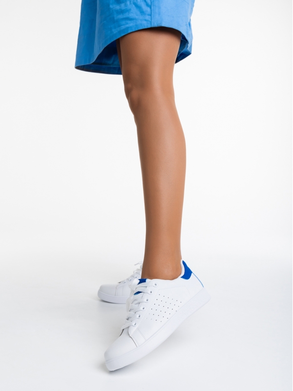 Дамски спортни обувки  бели cсъс синьо от еко кожа Latiana, 3 - Kalapod.bg