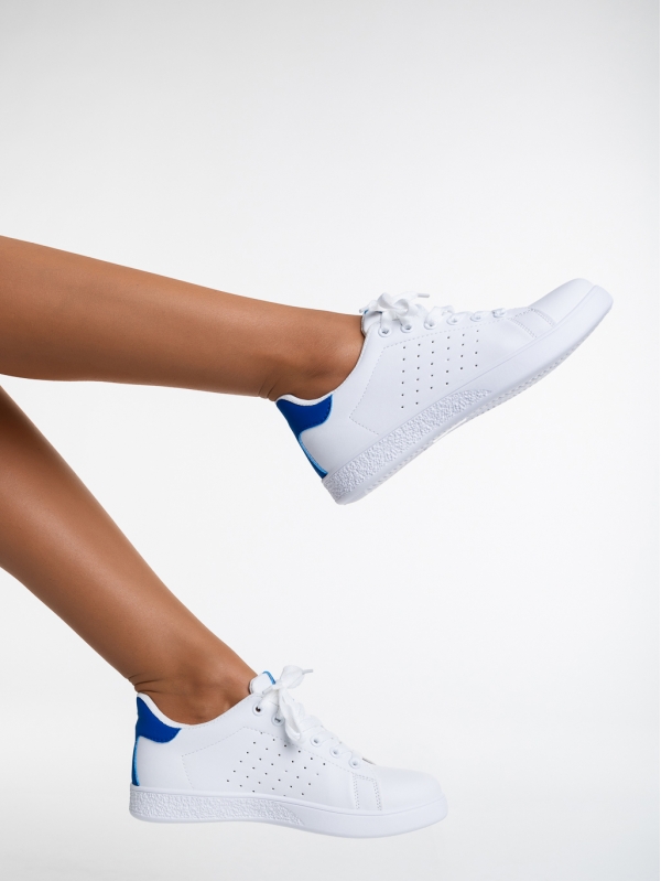 Дамски спортни обувки  бели cсъс синьо от еко кожа Latiana, 4 - Kalapod.bg