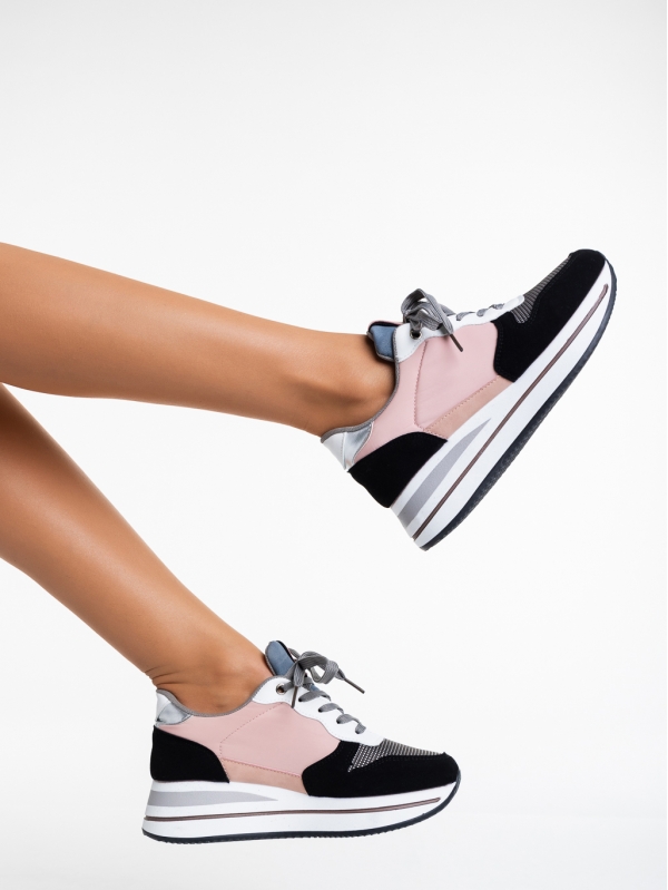 Дамски спортни обувки  черни с розово от еко кожа Taleya - Kalapod.bg