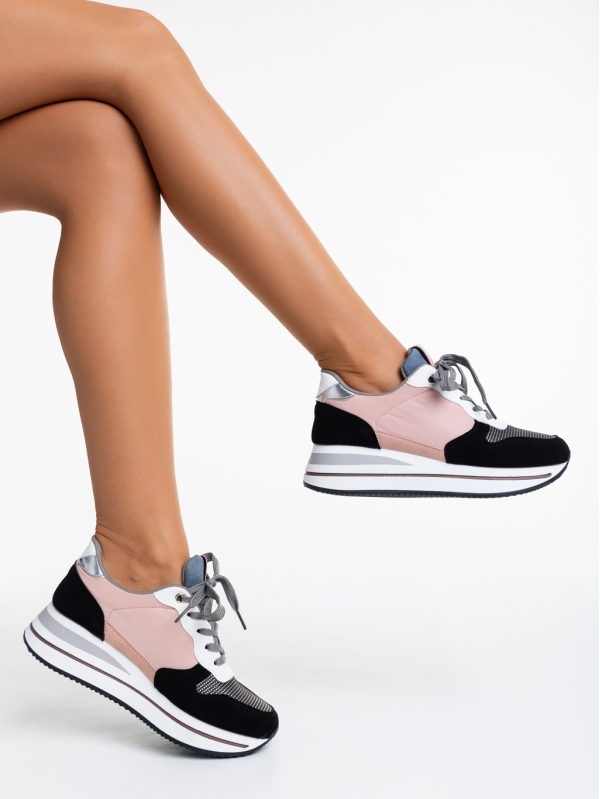 Дамски спортни обувки  черни с розово от еко кожа Taleya, 4 - Kalapod.bg