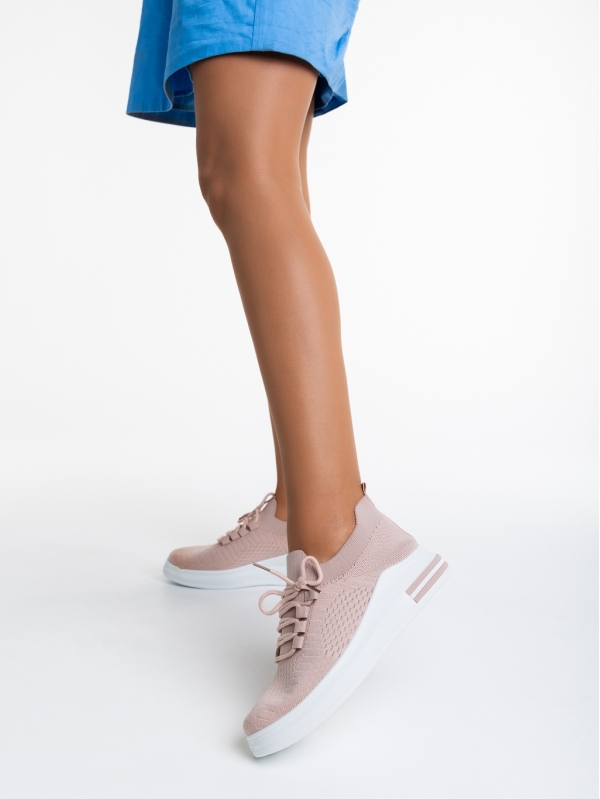 Дамски спортни обувки  розови  от текстилен материал  Sumaya, 3 - Kalapod.bg
