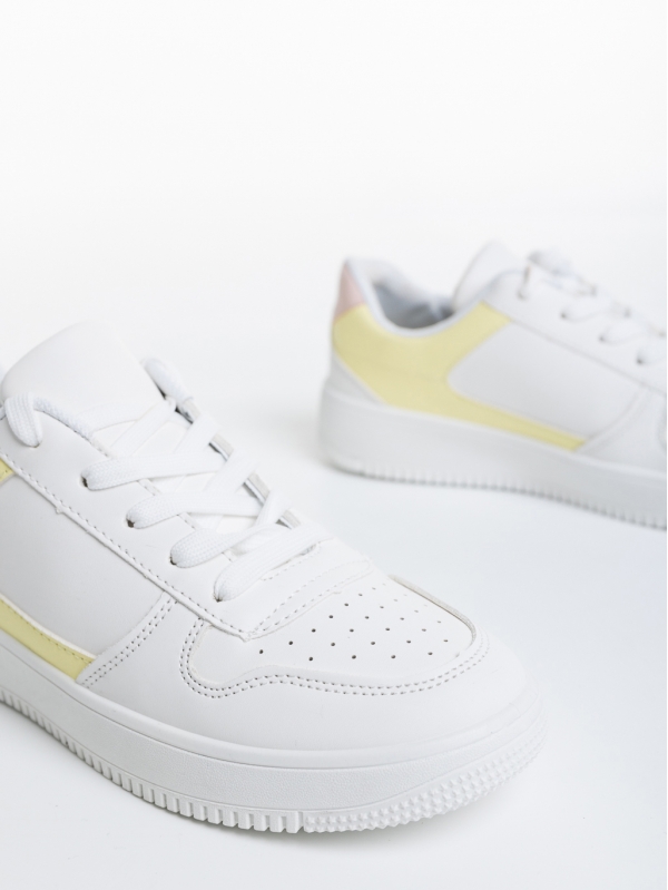 Дамски спортни обувки  бели със жълто  от еко кожа   Sameria, 6 - Kalapod.bg