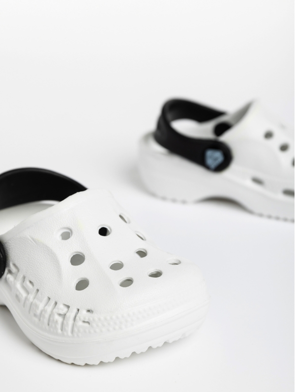Детски чехли бели с черно от синтетичен материал Lexani, 4 - Kalapod.bg
