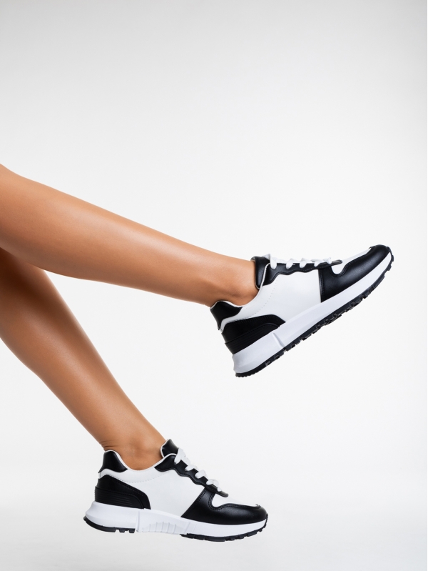 Дамски спортни обувки  бели с черно  от еко кожа  Lareina, 3 - Kalapod.bg