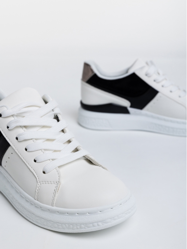 Дамски спортни обувки бели с черно от еко кожа Alisha, 6 - Kalapod.bg