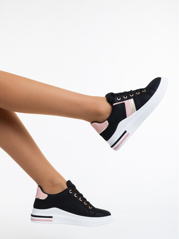 Дамски спортни обувки черни от еко кожа Sebrina, 4 - Kalapod.bg