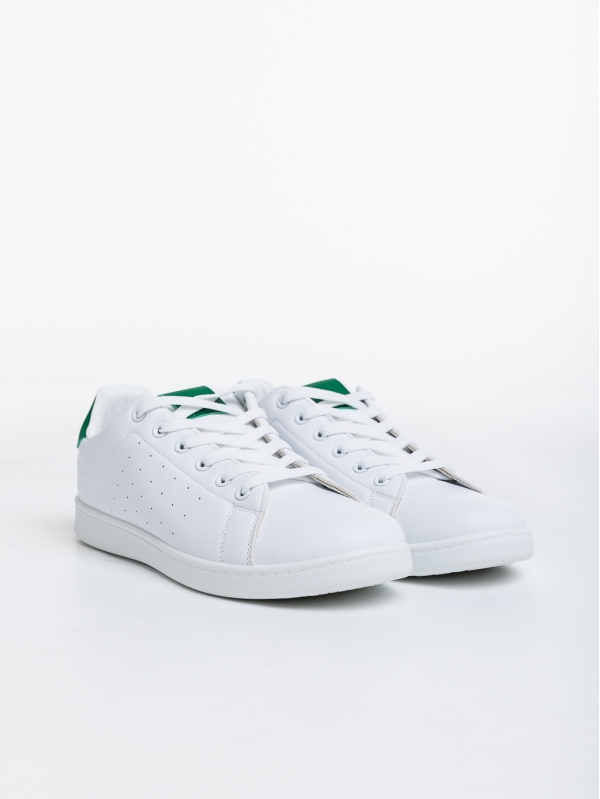 Мъжки спортни обувки  бели  със зелено  от еко кожа  Valeriano, 2 - Kalapod.bg