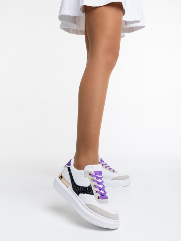 Дамски спортни обувки бели с черно от еко кожа Samya, 2 - Kalapod.bg
