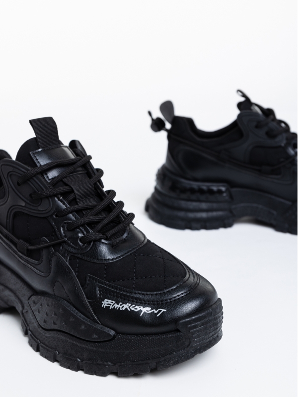 Дамски спортни обувки черни от еко кожа и текстилен материал Glinda, 6 - Kalapod.bg