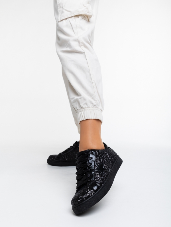 Дамски спортни обувки черни от текстилен материал Deitra, 2 - Kalapod.bg