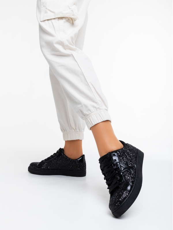Дамски спортни обувки черни от текстилен материал Deitra, 3 - Kalapod.bg