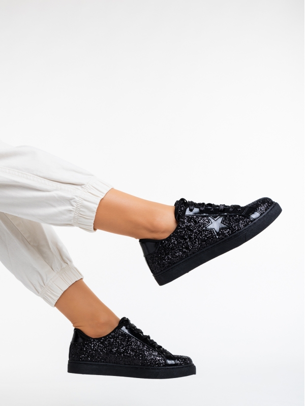 Дамски спортни обувки черни от текстилен материал Deitra, 4 - Kalapod.bg