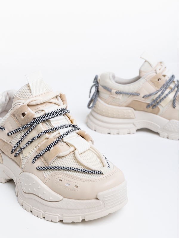 Дамски спортни обувки бежови светло от текстилен материал Nithya, 6 - Kalapod.bg