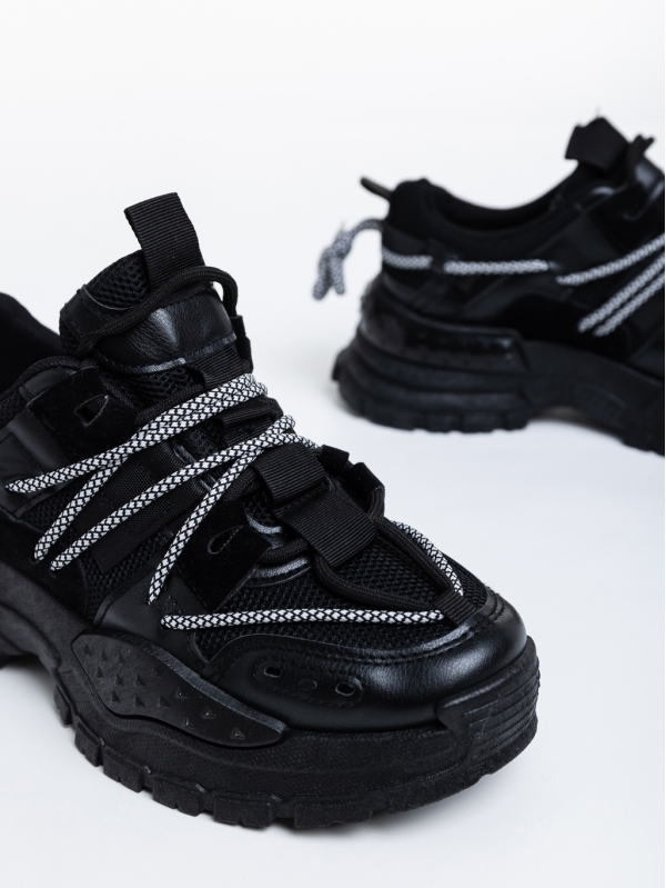 Дамски спортни обувки черни от текстилен материал Nithya, 6 - Kalapod.bg
