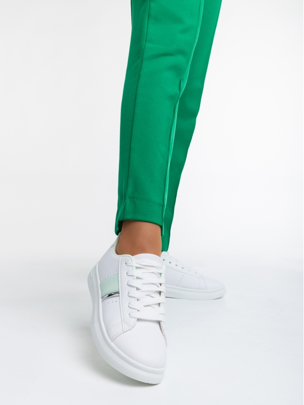 Дамски спортни обувки бели с зелено от еко кожа Ermelinda, 2 - Kalapod.bg