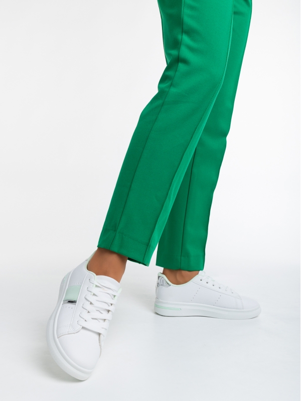 Дамски спортни обувки бели с зелено от еко кожа Ermelinda, 3 - Kalapod.bg