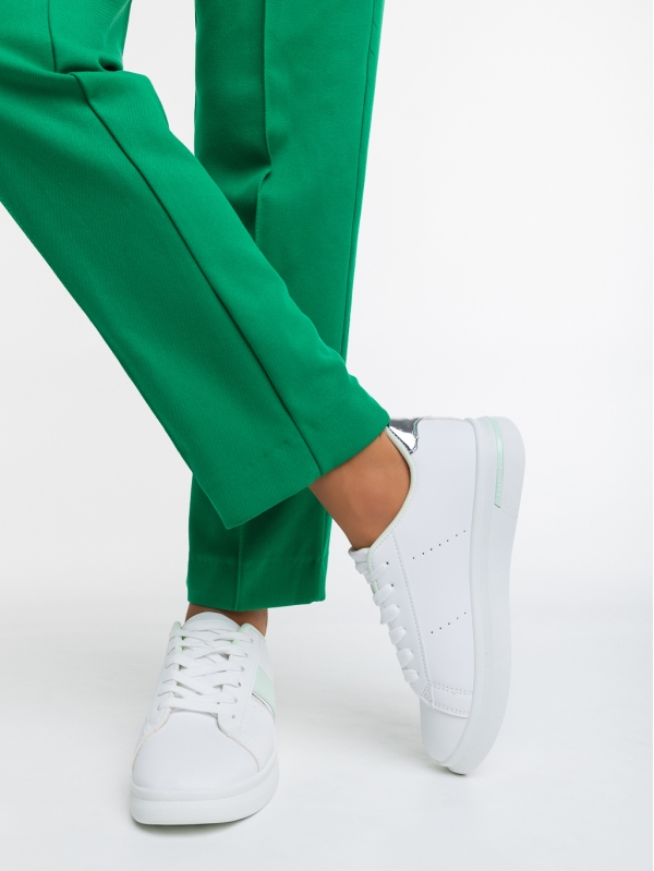 Дамски спортни обувки бели с зелено от еко кожа Ermelinda, 4 - Kalapod.bg