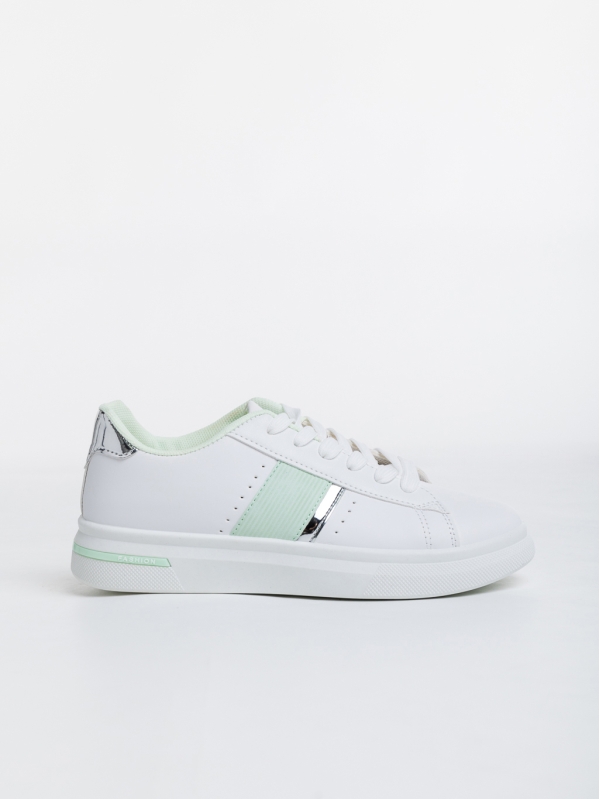 Дамски спортни обувки бели с зелено от еко кожа Ermelinda, 5 - Kalapod.bg