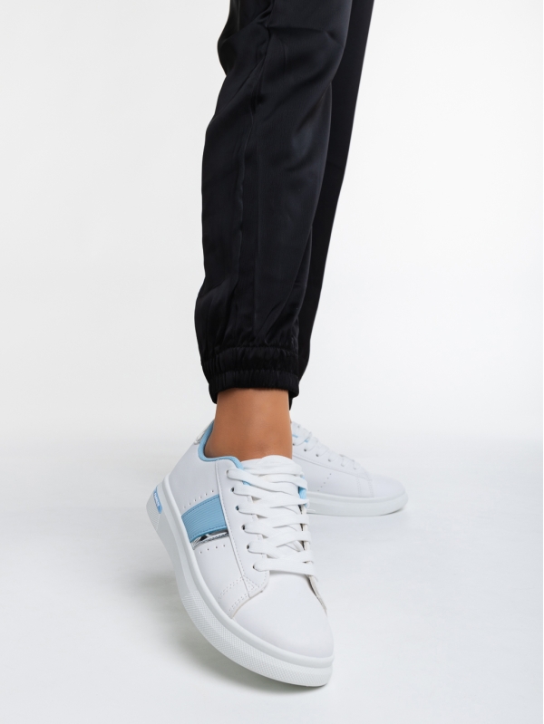 Дамски спортни обувки бели с синьо от еко кожа Ermelinda, 2 - Kalapod.bg