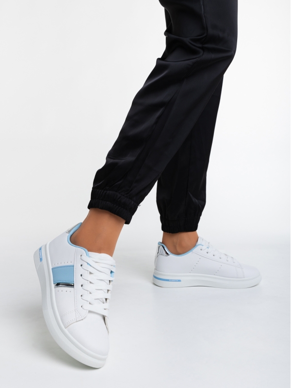 Дамски спортни обувки бели с синьо от еко кожа Ermelinda, 3 - Kalapod.bg