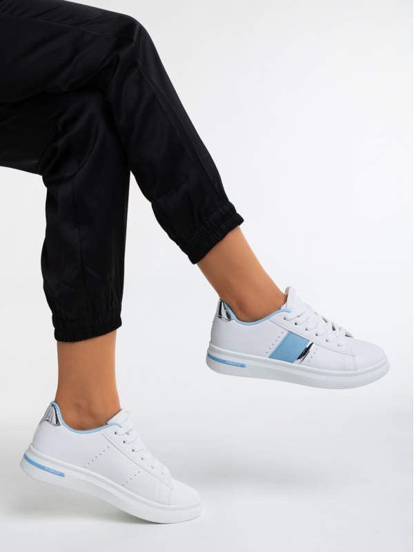 Дамски спортни обувки бели с синьо от еко кожа Ermelinda, 4 - Kalapod.bg
