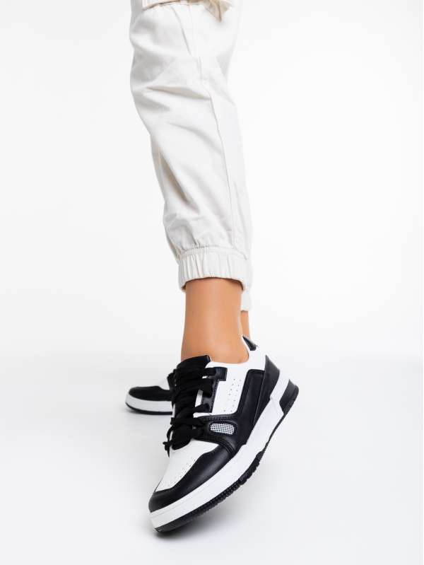 Дамски спортни обувки бели с черно от еко кожа Aloysia, 2 - Kalapod.bg