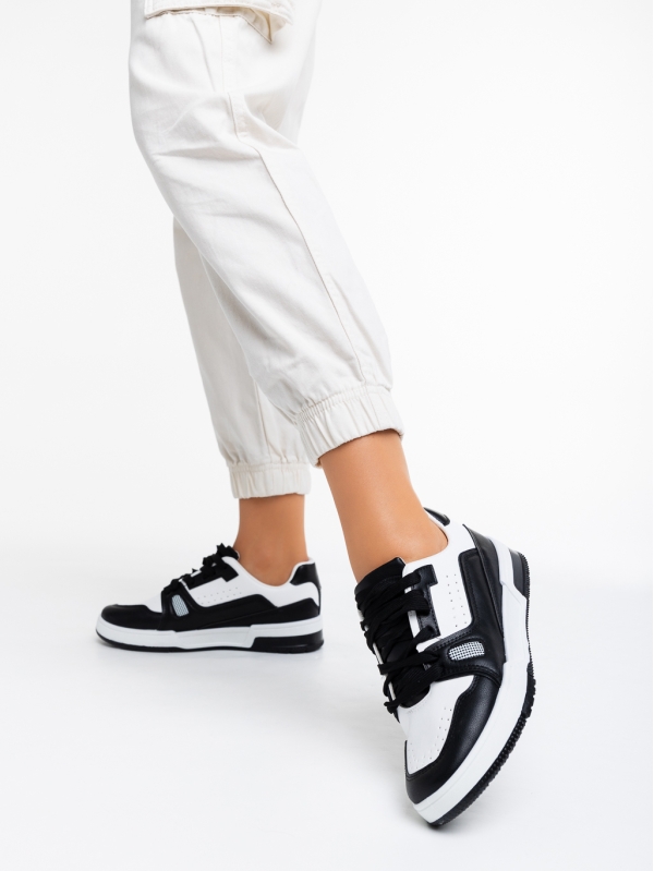 Дамски спортни обувки бели с черно от еко кожа Aloysia, 3 - Kalapod.bg