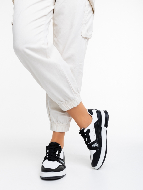 Дамски спортни обувки бели с черно от еко кожа Aloysia, 4 - Kalapod.bg