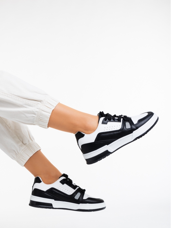 Дамски спортни обувки бели с черно от еко кожа Aloysia - Kalapod.bg