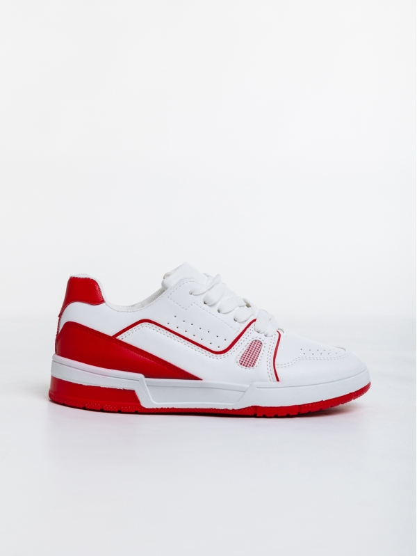 Дамски спортни обувки бели с червено от еко кожа Aloysia, 5 - Kalapod.bg
