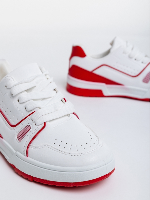 Дамски спортни обувки бели с червено от еко кожа Aloysia, 6 - Kalapod.bg