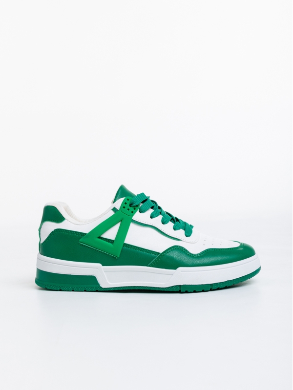Дамски спортни обувки бели с зелено от еко кожа Milla, 5 - Kalapod.bg