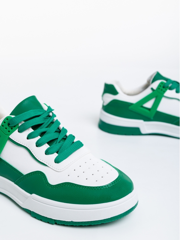 Дамски спортни обувки бели с зелено от еко кожа Milla, 6 - Kalapod.bg
